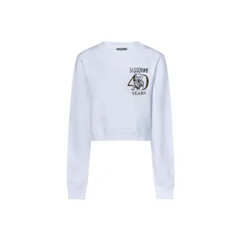 MOSCHINO Logo Printed Crewneck Cropped Sweatshirt