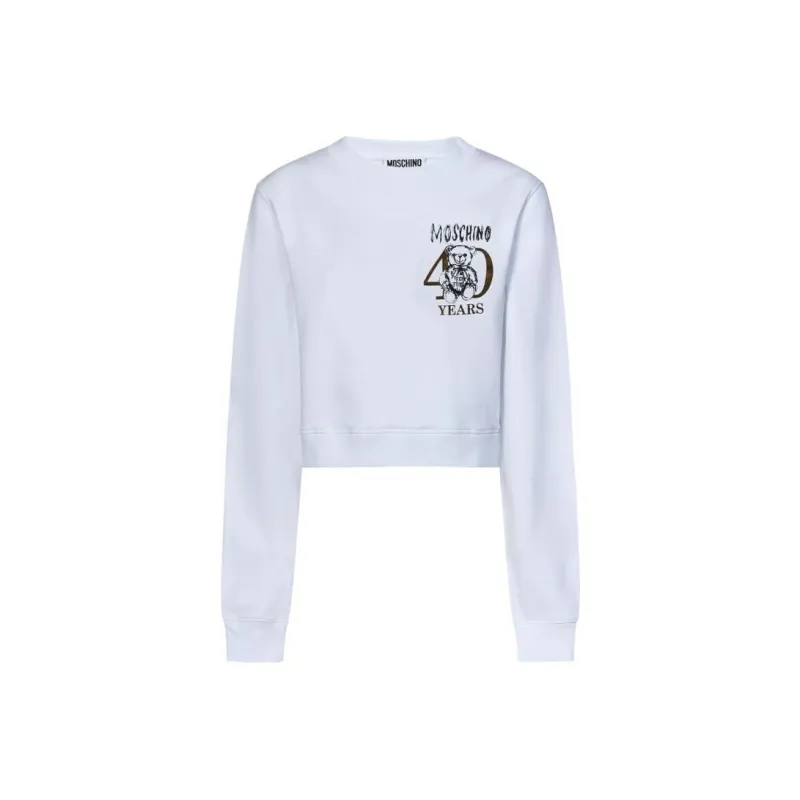 MOSCHINO Logo Printed Crewneck Cropped Sweatshirt-0