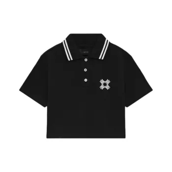 AMIRI Ma Quad Logo Embroidered Cropped Polo Shirt