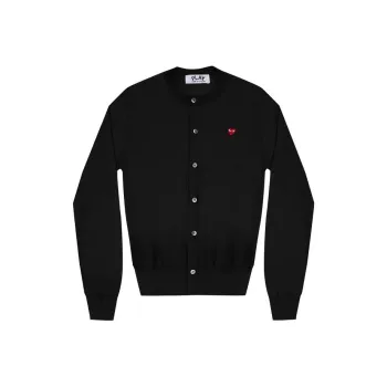 CDG Play Knitted Fabric Cardigan Women's Black