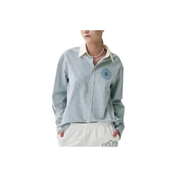 MARDI MERCREDI SS25 OXFORD SHIRT STRIPE_SKY BLUE Shirt Korean Style Women's Sky Blue
