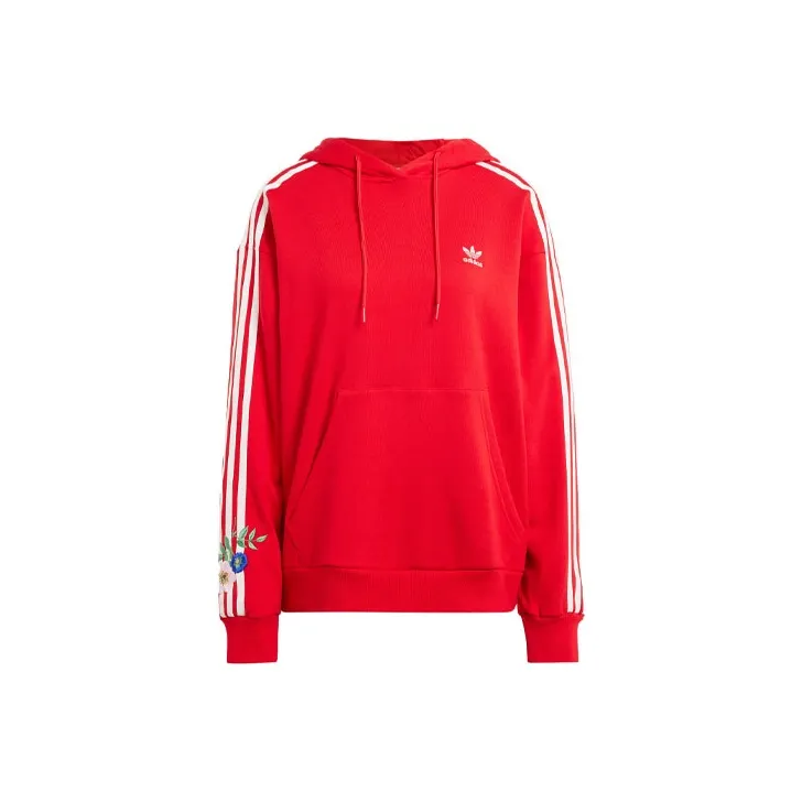 Adidas Originals Graphics Floral Hoodie Sweatshirt Women's Red-0
