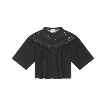 ISABEL MARANT ETOILE Safi Broderie-Anglaise Short-Sleeved Shirt