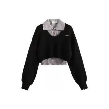 The King And The Nightingale Lapel Design Petite Knitwear Women's