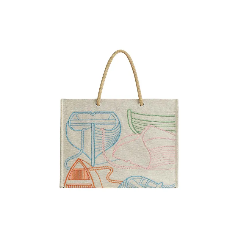 HERMES Thalassa Cotton Tote Bag, Shopping Bag, Beach Bag, Handbag Women's Multicolor-0
