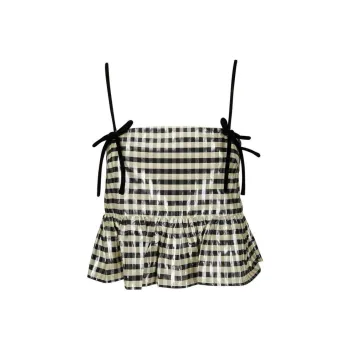 GANNI Check Jacquard Top