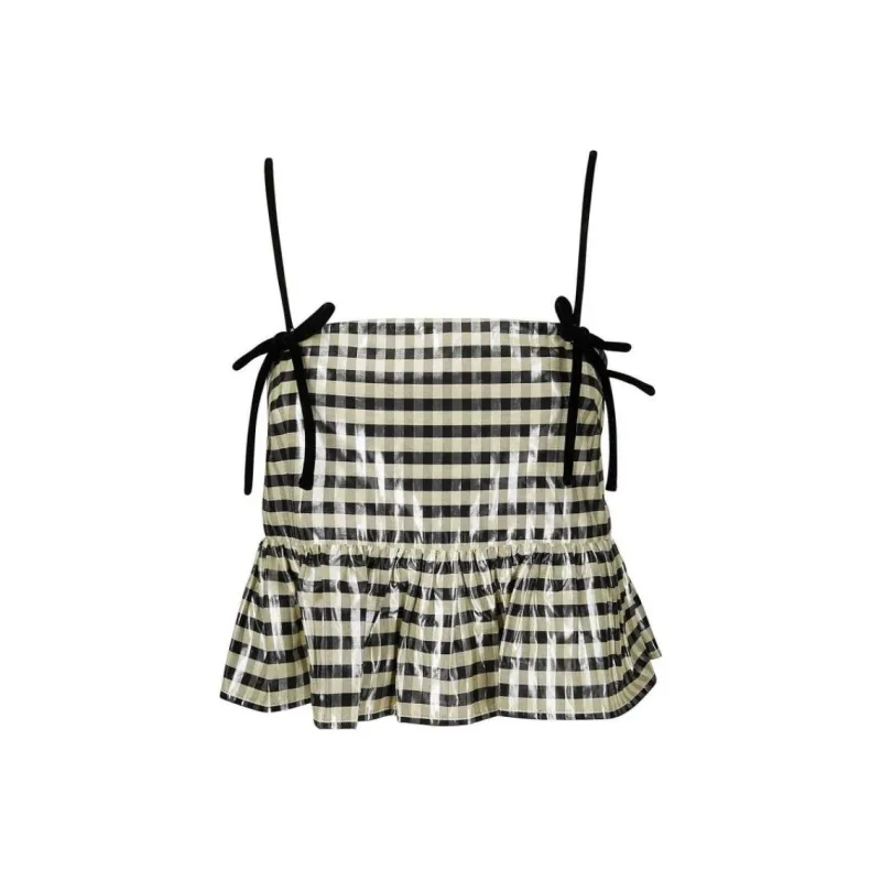 GANNI Check Jacquard Top-0