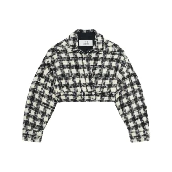 SAMI MIRO VINTAGE x IRO FW24 HOUNDSTOOTH CROP JACKET Jackets Coats Women's Black White