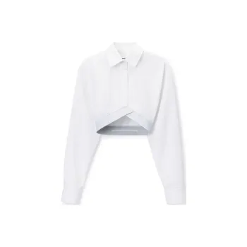 Alexander Wang White Logo Elastic Cropped Shirt White