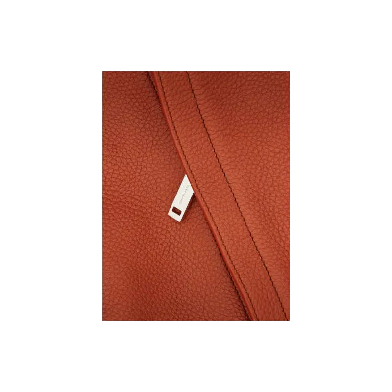 FERRAGAMO Hammered Texture Cow Leather Sling Bag Large Size Women's Brick Red-5