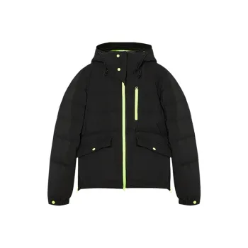 DKNY FW22 Solid Color Hooded Loose Fit Thickened Cropped Down Jacket Women's Black