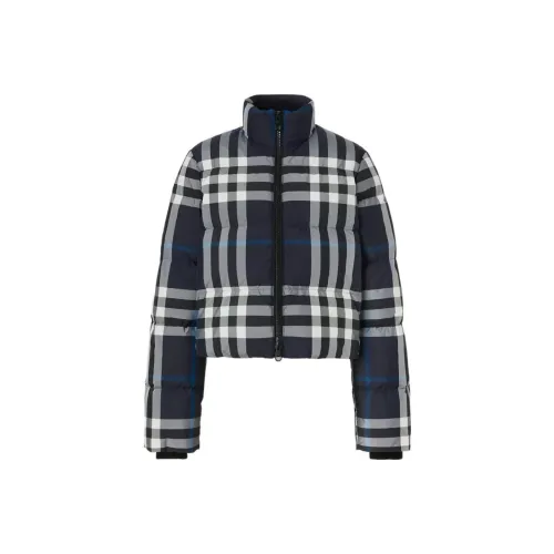 Burberry Night Check Cropped Puffer Paris jacket 'Dark Charcoal Blue/White'