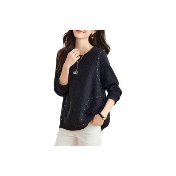 Korean Style Knitwear Women's Black Lurex
