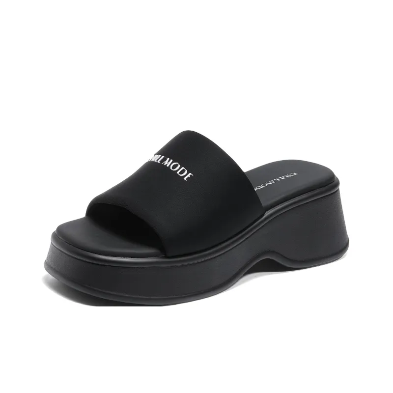 EXULL Q PU Polyurethane Slip Resistant Slide Slippers Women's Black-0