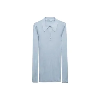 PRADA Long Sleeved Ribbed Polo Top
