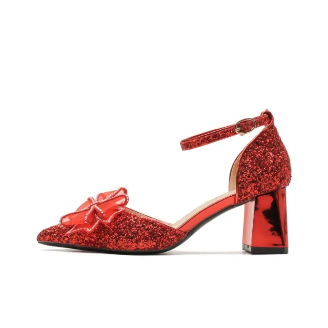 QITUMAUL Chunky Heel High Heels Women's-6