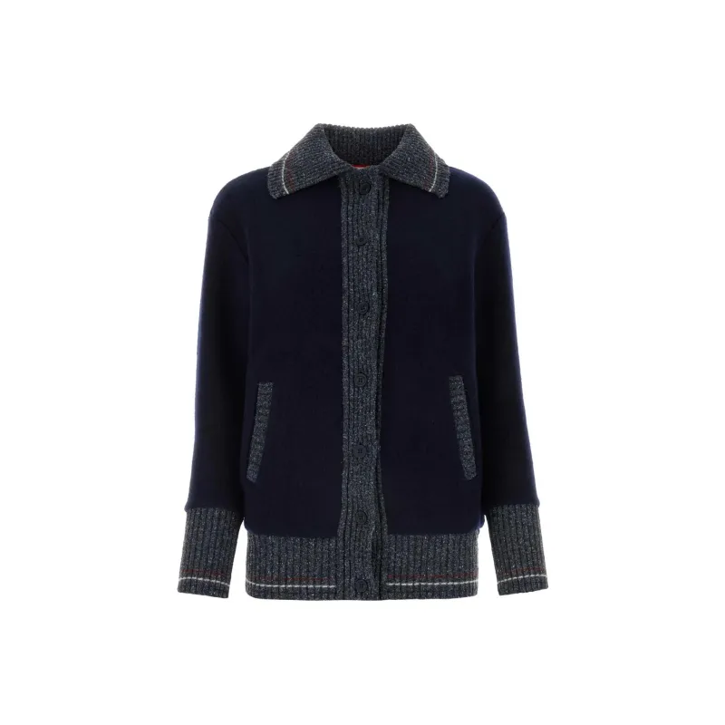 THOM BROWNE Speckled Trim Long Sleeved Cardigan-0
