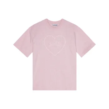 GANNI Logo Embroidered Crewneck T Shirt