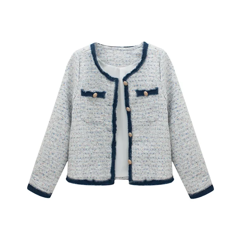 Qiuerle Jackets Coats Women's Light Blue-0