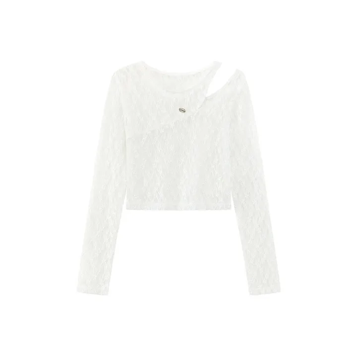 CHUU Lace Chiffon Shirt Women's-0