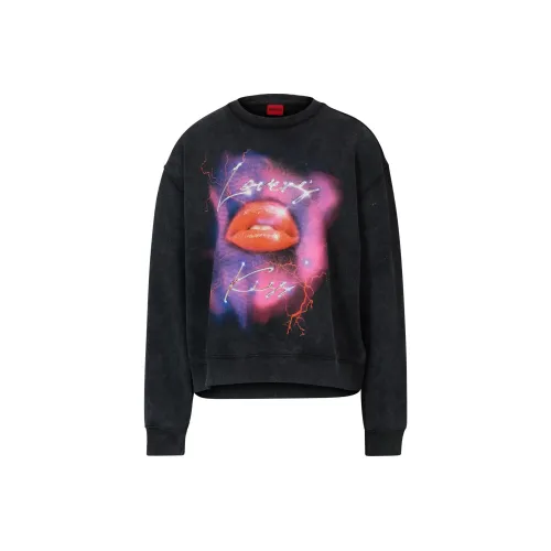 HUGO BOSS Sweatshirt In French Terry With Seasonal Artwork Sweatshirt Women's Dark Gray