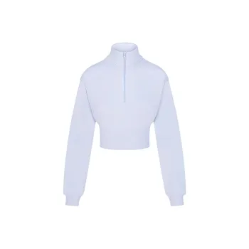 SKIMS COTTON FLEECE CROPPED HALF ZIP PULLOVER Sweatshirt Women's PERIWINKLE/Daylily Multicolor
