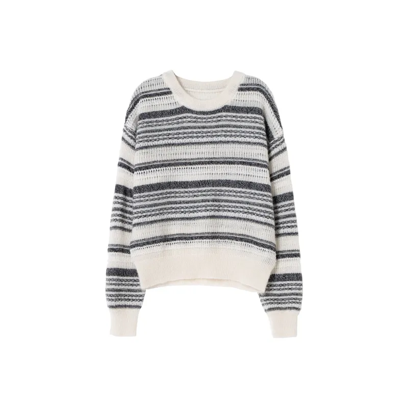 SOON FLOWER Knitwear Women's Gray White Stripes-0