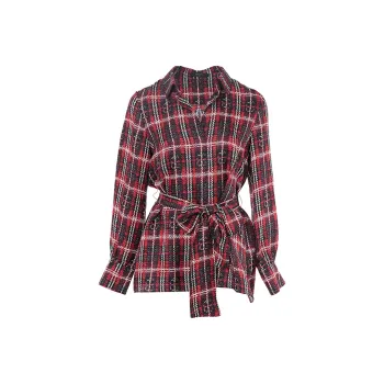 BESIONIA SS25 Shirt Women's Red Plaid Pattern