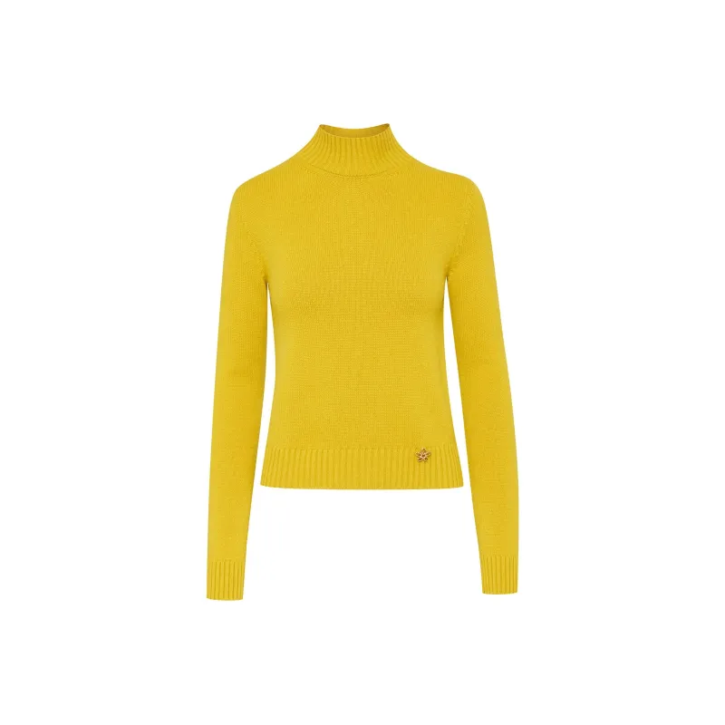 Oscar De La Renta O Flower Mock neck Cashmere Jumper-0