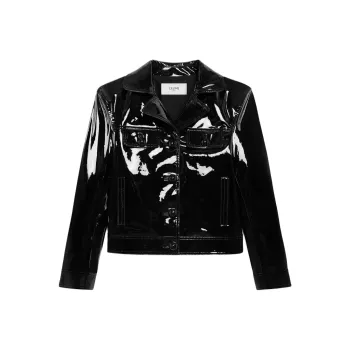 CELINE Straight Blouson Jacket In Patent Lambskin Leather