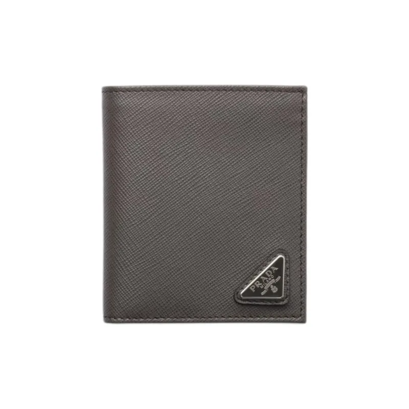 PRADA Saffiano Cow Leather Wallet Men's Smoke Gray-0