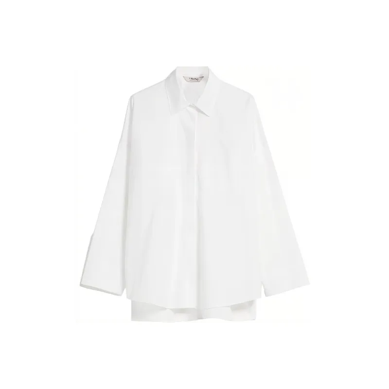 MaxMara Lodola Collection Cotton Oxford Shirt Women's White-0
