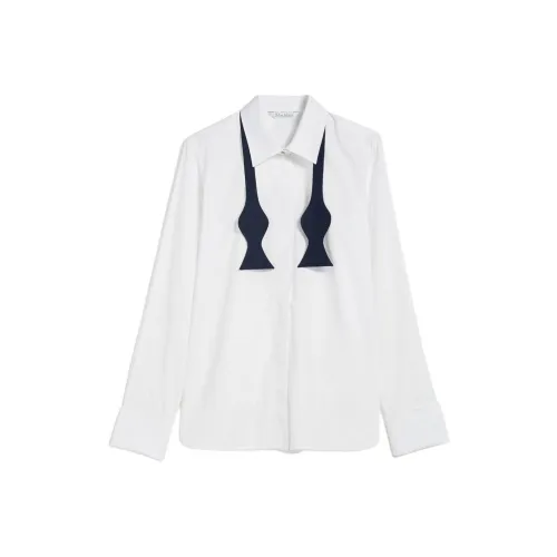 MaxMara Laser Collection Cotton Shirt With Bow Tie Shirt Women's White
