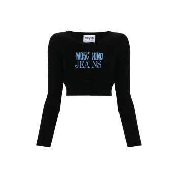 MOSCHINO Logo intarsia Fine ribbed Cardigan