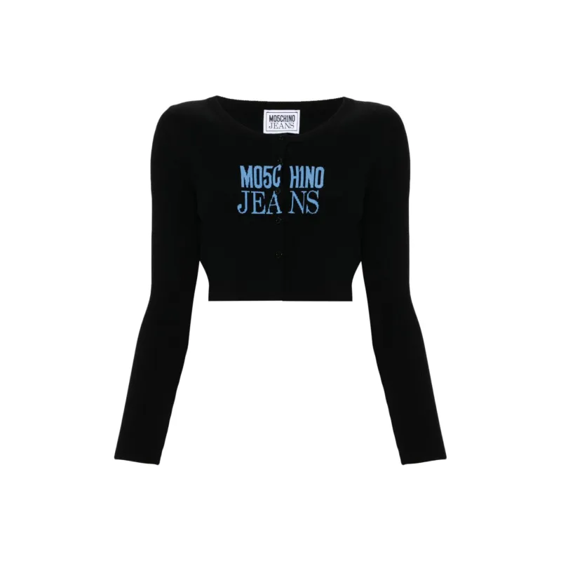 MOSCHINO Logo intarsia Fine ribbed Cardigan-0
