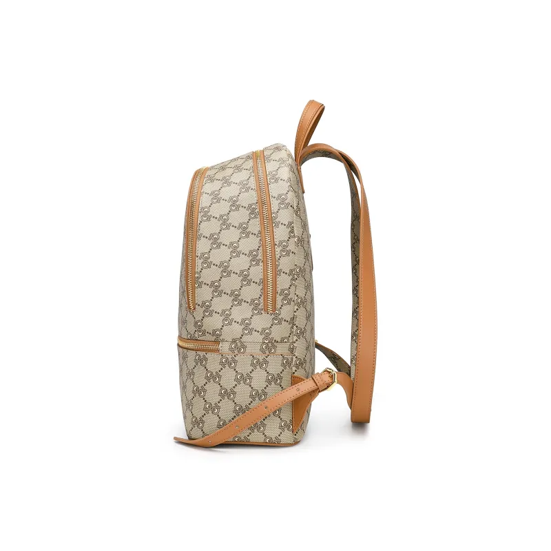 PIERRE CARDIN PVC Polyvinyl Chloride Backpack Women's Dark Khaki-4