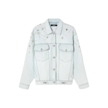 VERSACE Embroidered Denim Jacket 'Light Blue Ice'