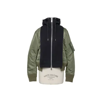 Sacai Panelled Hooded Drawstring Jacket