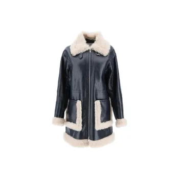STAND STUDIO Haley Shearling trimmed Faux leather Coat