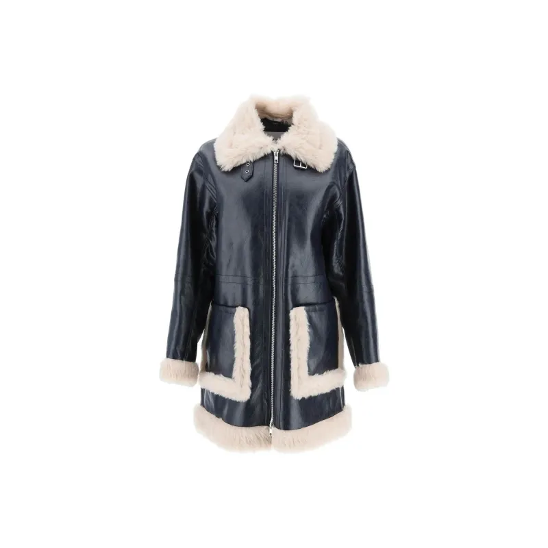 STAND STUDIO Haley Shearling trimmed Faux leather Coat-0