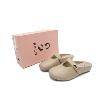 JOSINY Leather Patchwork Abrasion Resistant Slip Resistant Quick Dry Wrap toe Slippers Women's Khaki