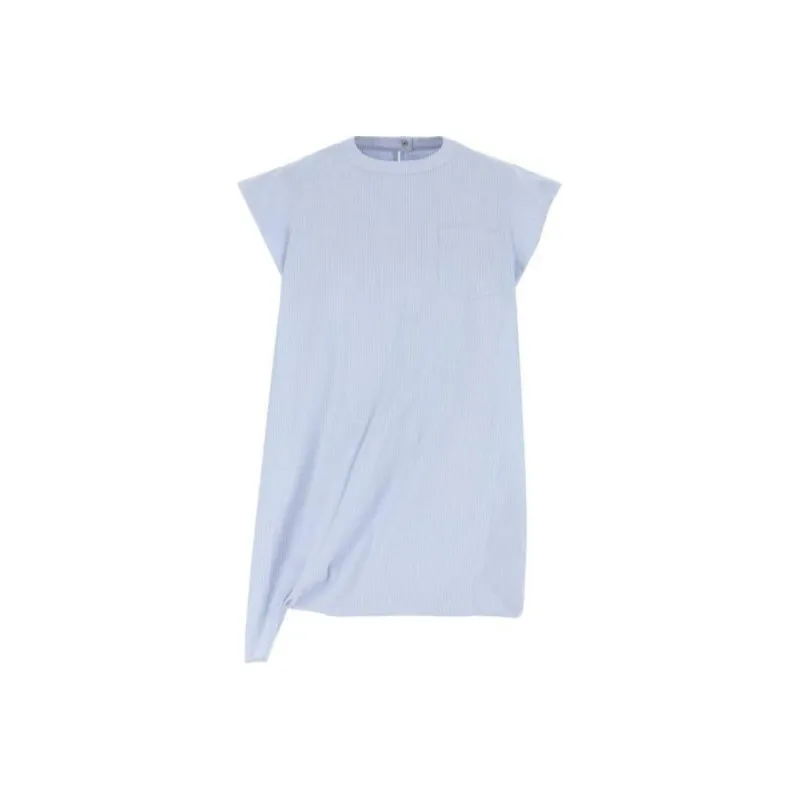 Sacai Striped Asymmetric Poplin Top-0