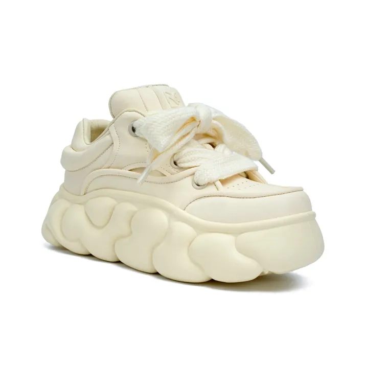 R6 Height Increasing Slip Resistant Low Top Skateboard Shoes Women's Ecru-1
