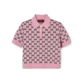 GUCCI Monogrammed Intarsia Short Sleeve Polo Shirt