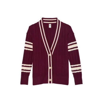 Victoria's Secret PINK Collegiate Cable Knit Oversized Cardigan/Wild Rose Knitwear Women's Wild Rose