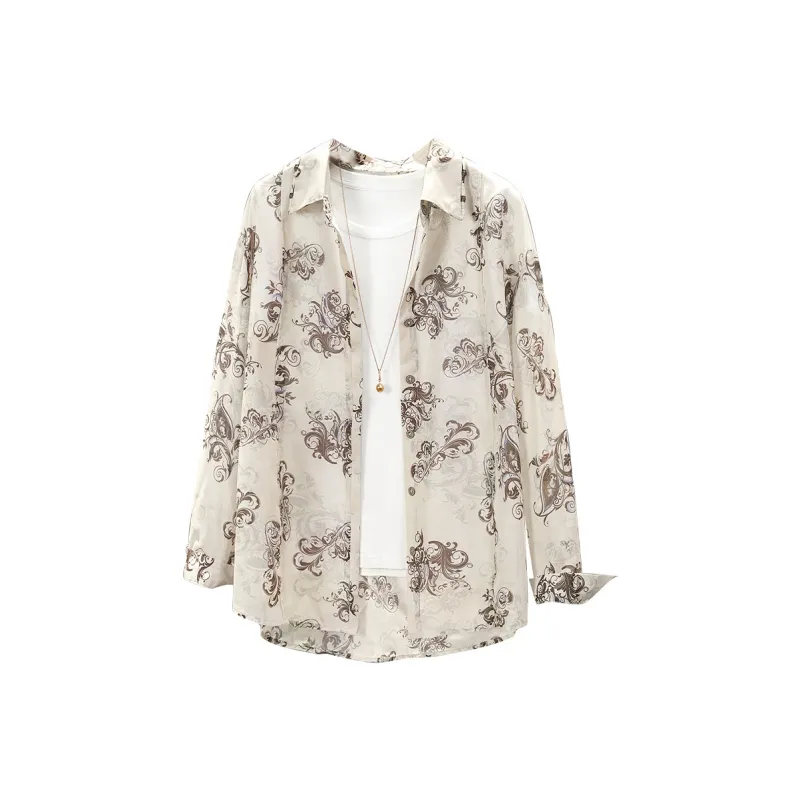 TOUCH Shirt Women's Beige With Coffee Floral-0