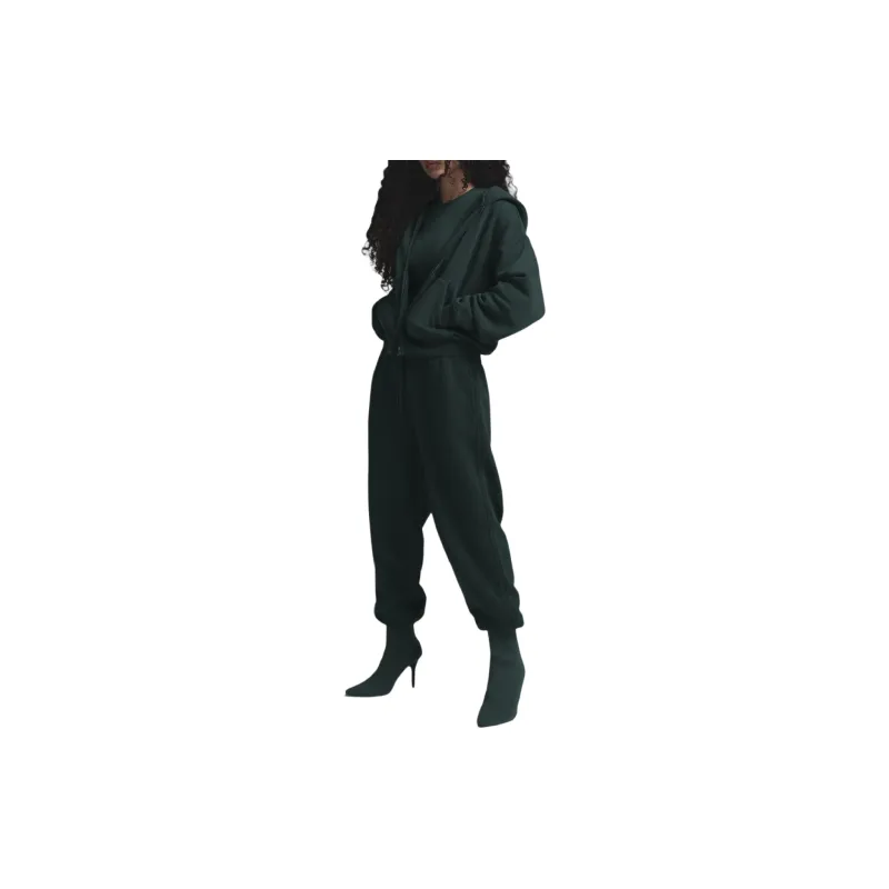 SKIMS FW24 VINTAGE FLEECE ZIP UP HOODIE Sweatshirt Women's CYPRESS/Cypress Green-2