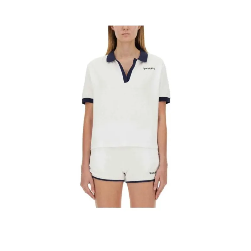 SPORTY & RICH Logo Detailed Short Sleeved Polo Top-0