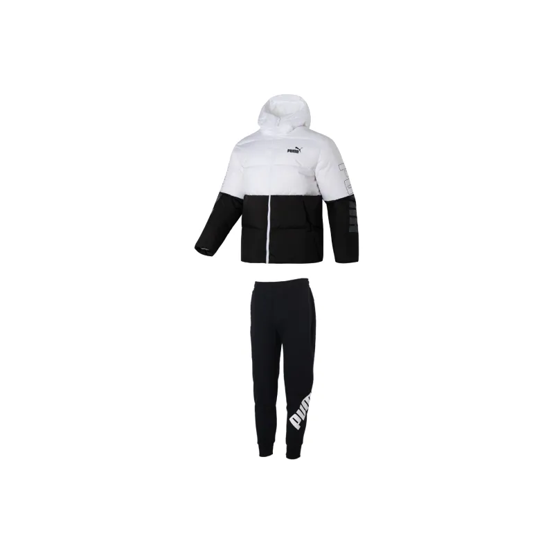 PUMA Casual Sportswear Men Set Black White Down Jacket+Black Pants-0