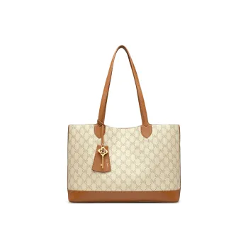 PIERRE CARDIN PVC Tote Bag, Shoulder Bag Women's Dark Khaki/Apricot
